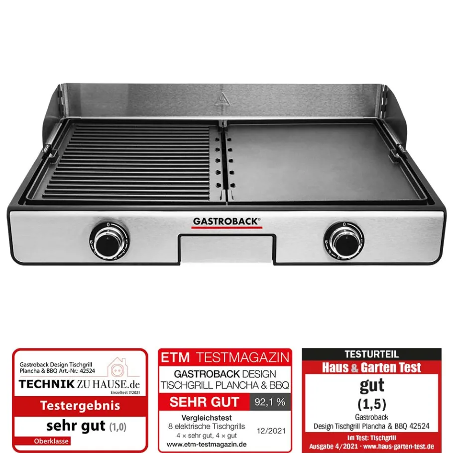 GASTROBACK Kontakt-, Elektro- & Tischgrill*Design Tischgrill Plancha & BBQ