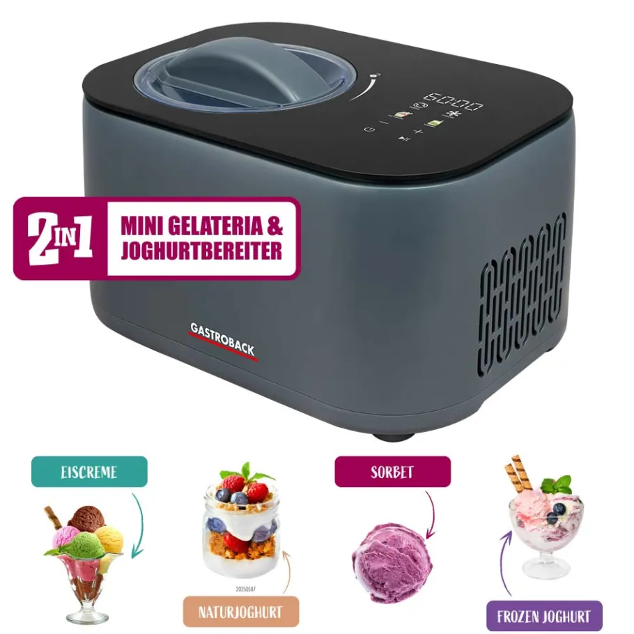 GASTROBACK Eismaschine & Ice Shaver*Mini Gelateria 2-in-1 Kompressor-Eismaschine 1 l