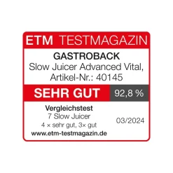 GASTROBACK Entsafter & Slow Juicer*Slow Juicer Advanced Vital